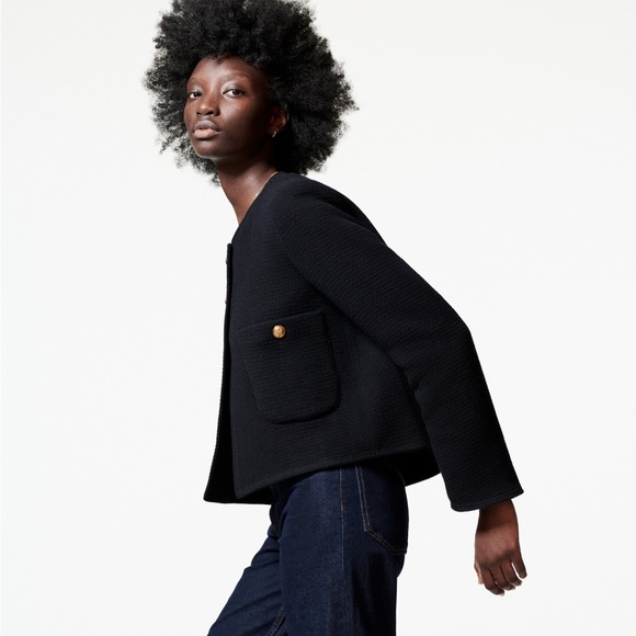 Zara METAL BUTTON JACKET - Navy blue - Picture 5 of 14